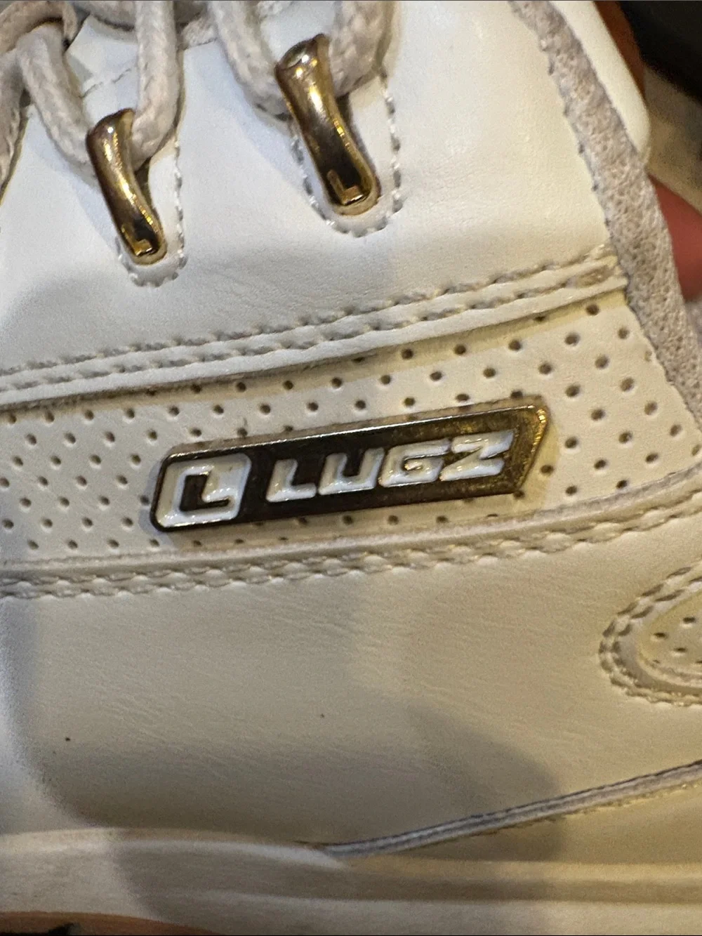 Lugz Men’s White Lace-Up Sneakers with Brown Sole-Size 8.5